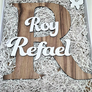 שלט לחדר ילדים 2 שמות אות גדולה